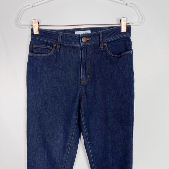 LOFT Size 25 / 0 Curvy High Waist Skinny Ankle Jeans Dark Wash Cotton Stretch - Picture 3 of 11